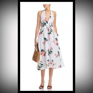 Tommy Bahama S Dress Linen White Floral Open Back  Florentina Halter S